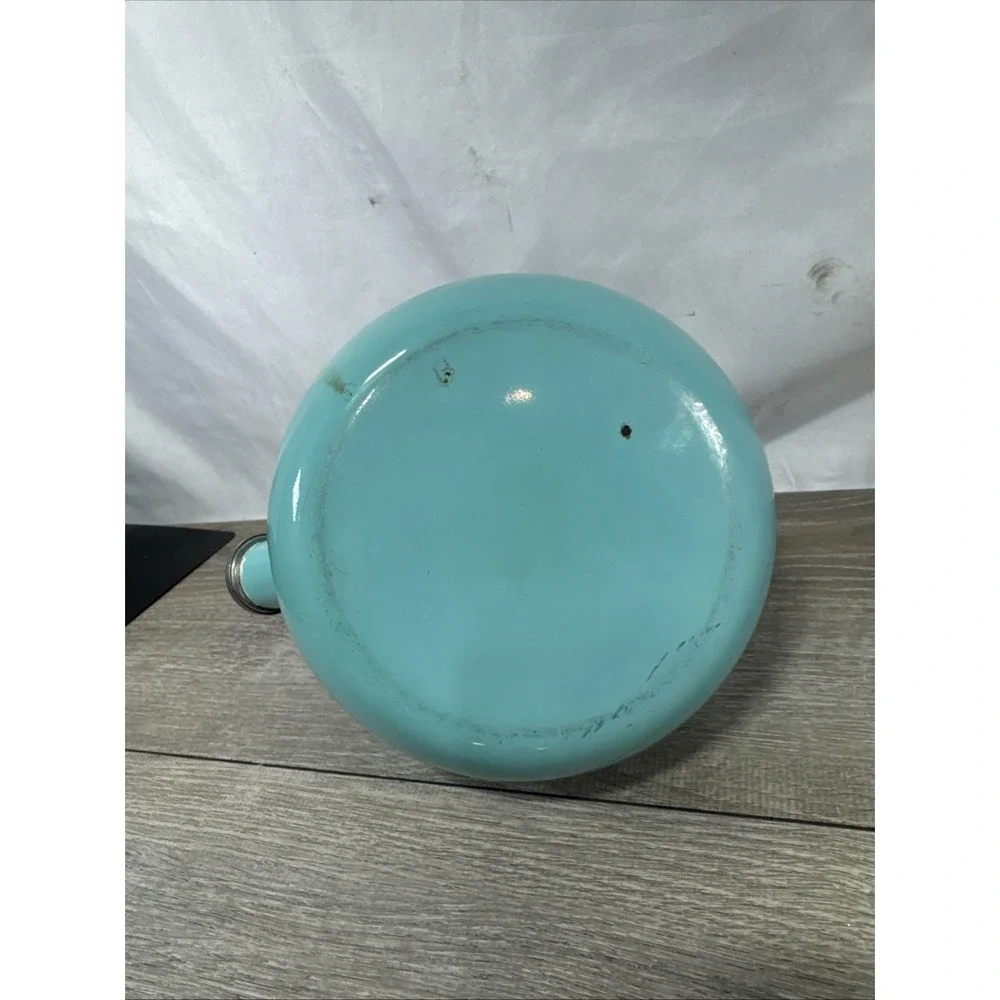 Farberware Luna Whistling Tea Pot Kettle 2.5 qt Aqua Enamel on Steel